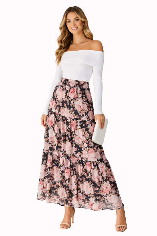 Polly Skirt – Floral Chiffon Maxi
