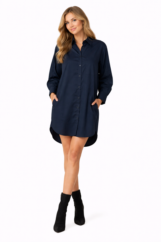Maya Shirt Dress – Ink Oversized Cotton