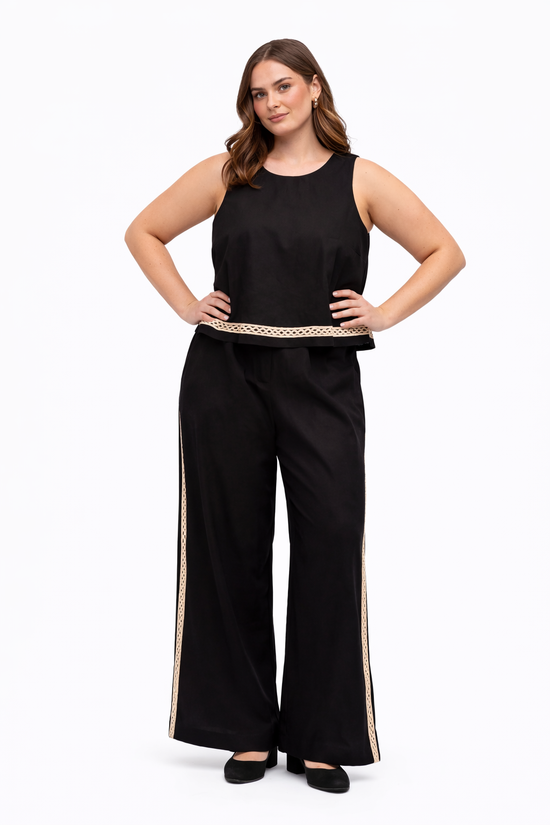 Tanya Black Pants – Comfortable Elastic Waistband & Practical Side Pockets