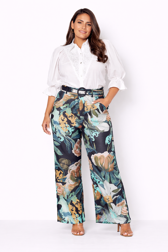 Florence White Shirt – Elegant Lace Trim & 3/4 Sleeves