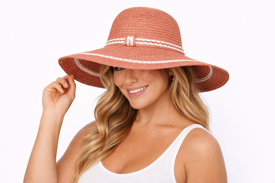 Peach Straw Beach Hat