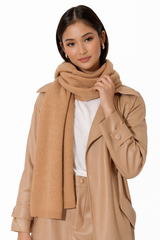 RIBBED EDGE SCARF (LIGHT CAMEL)