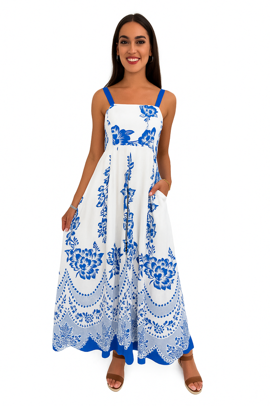 Santorini Bloom Maxi Dress