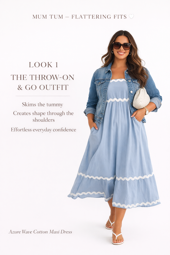 Azure Wave Cotton Maxi Dress