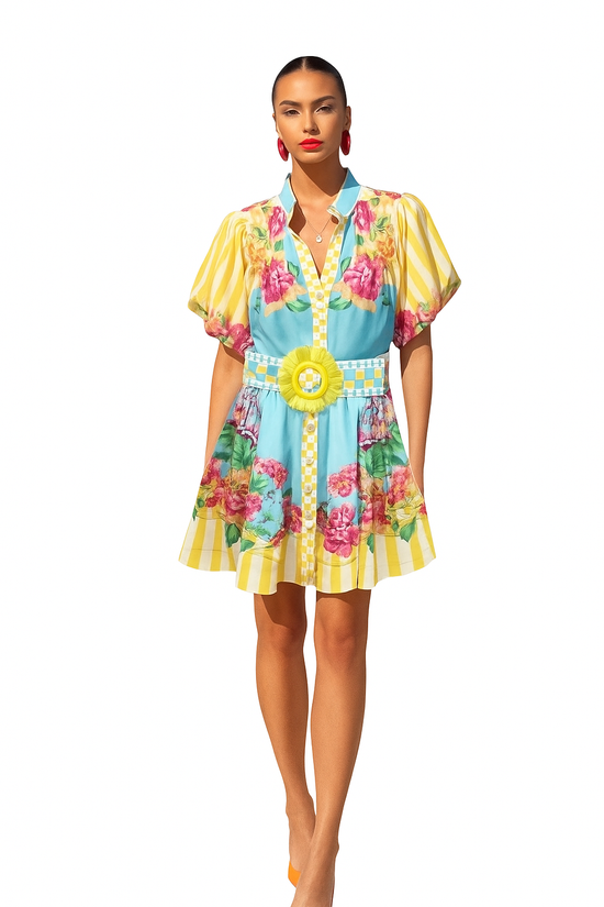 Positano Mini — Hand-Drawn Print with Lemon Rattan Detail